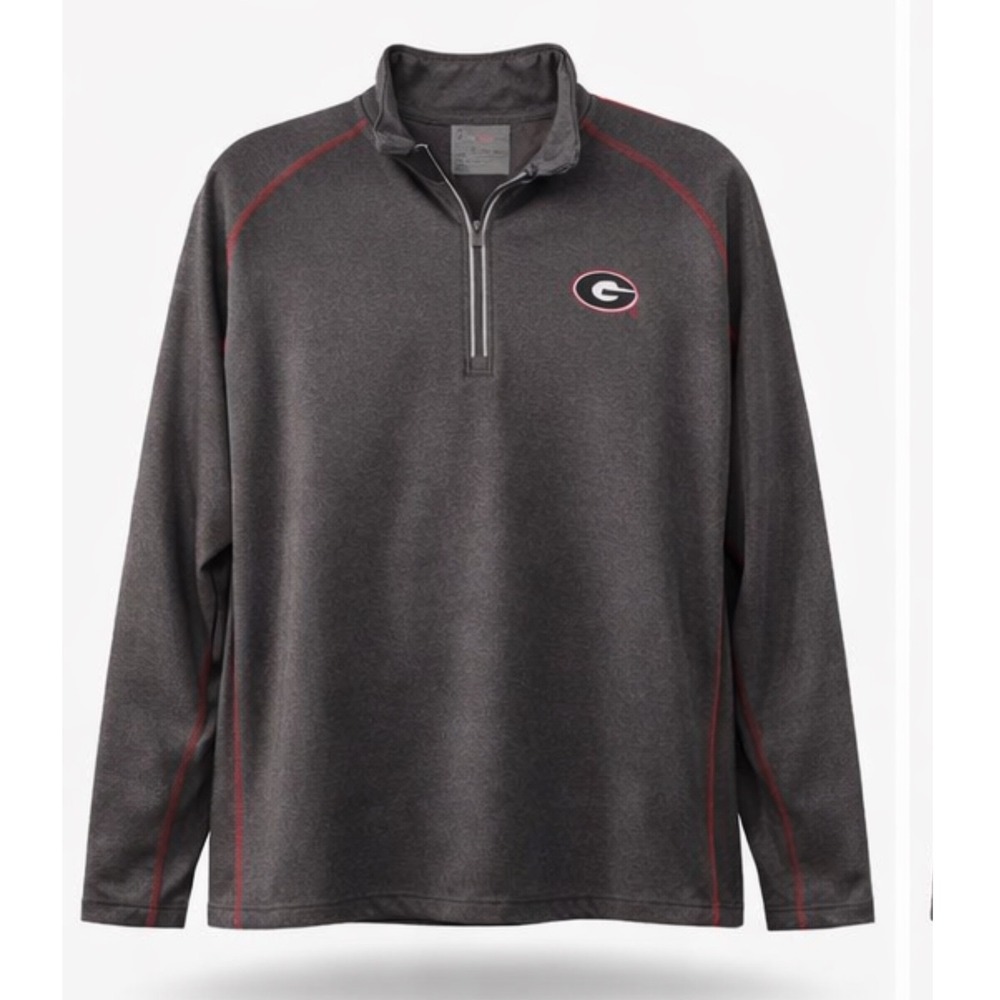 Georgia Bulldogs Women's Quarter Zip Pullover‎ Knights Apparel Gray Red Trim Lg